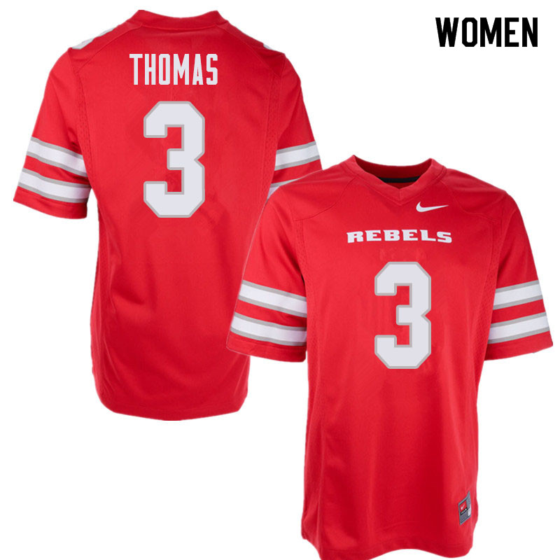 Women's UNLV Rebels #3 Lexington Thomas College Football Jerseys Sale-Red